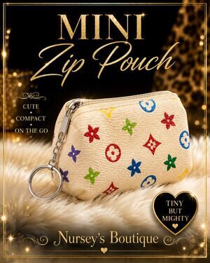 Mini Multicolor  Zip Coin Pouch Keychain Cream Small Pouch